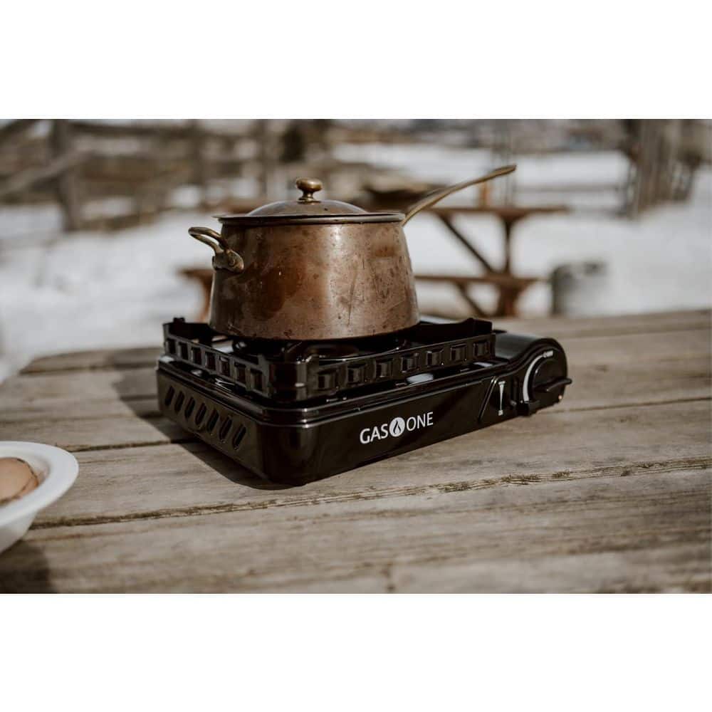 Black Dual Fuel Portable Gas Stove with Brass Burner Head