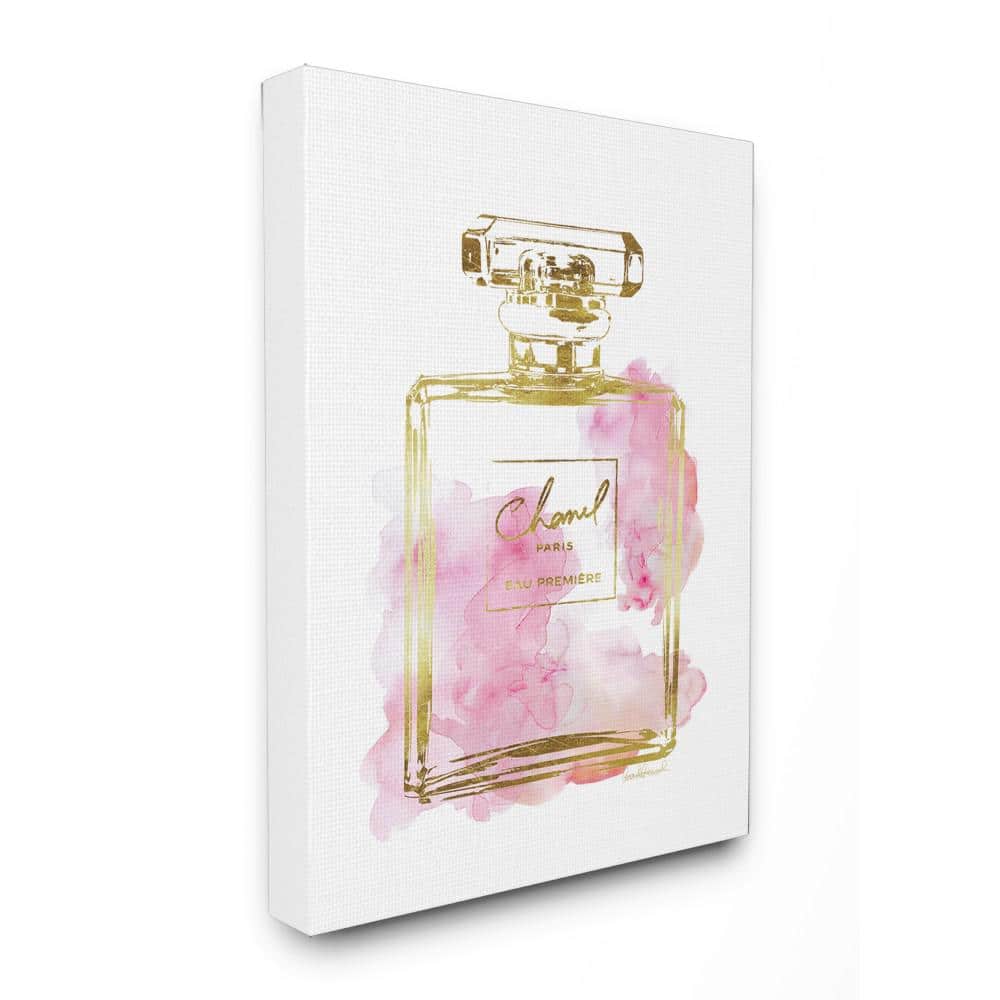 16 in. x 20 in. Glam Perfume Bottle Gold Pink by Amanda Greenwood Prin