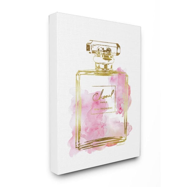 30 in. x 40 in. "Glam Perfume Bottle Gold Pink" by Amanda Greenwood Printed Canvas Wall Art