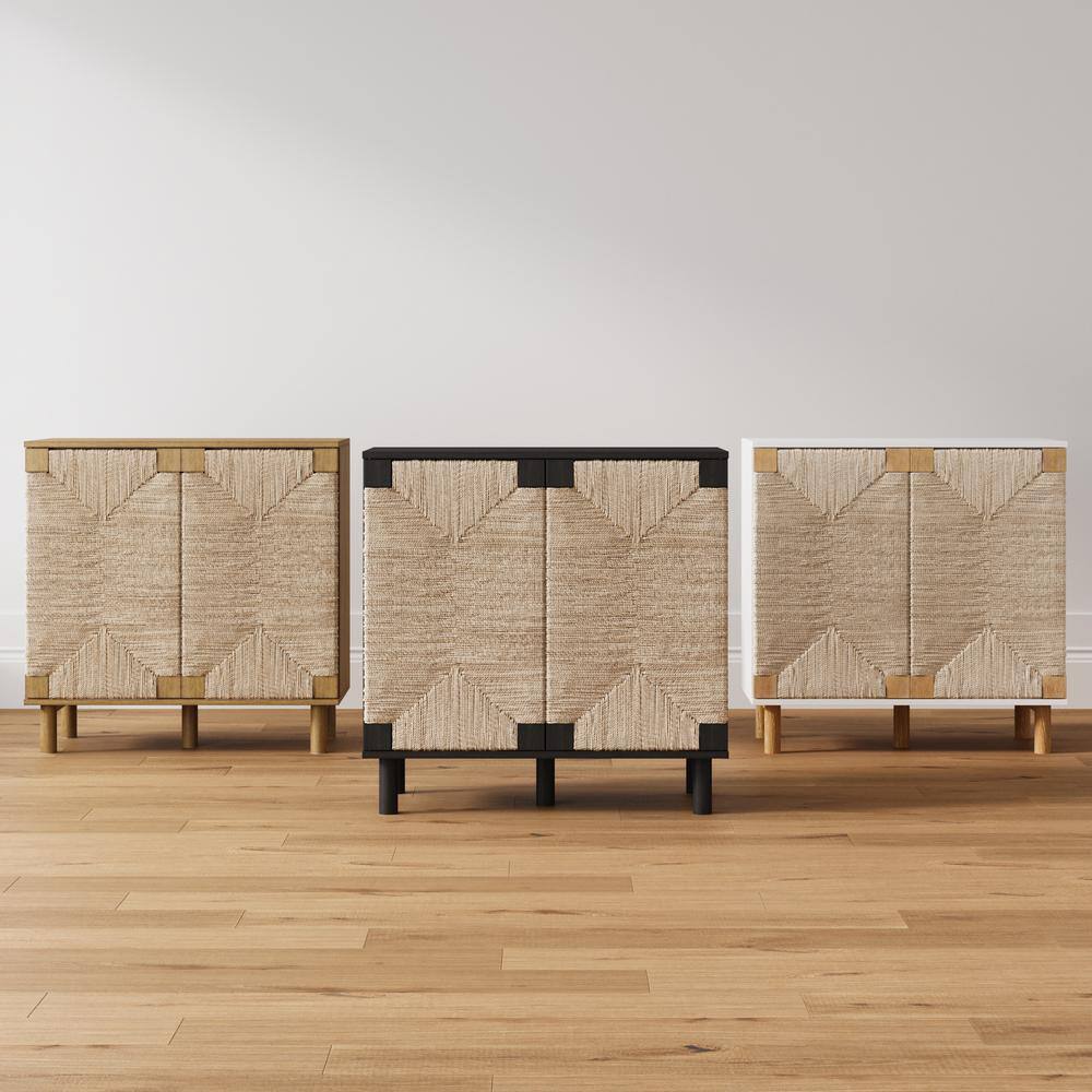 Beacon White and Natural Seagrass Sideboard Cabinet