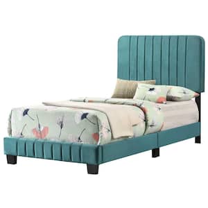 Lodi Green Velvet Upholstered Channel Tufted Twin Panel Bed