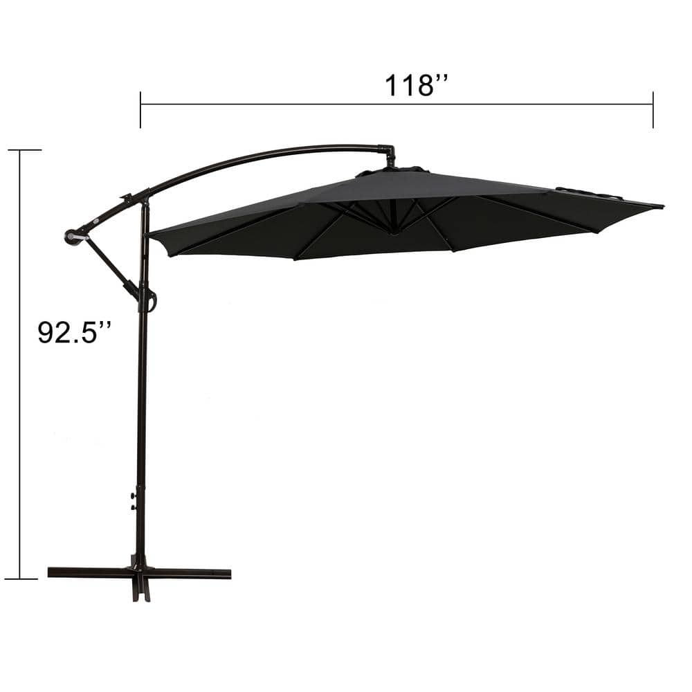 10 ft. Powder-Coated Aluminum Market Patio Umbrella in Gray