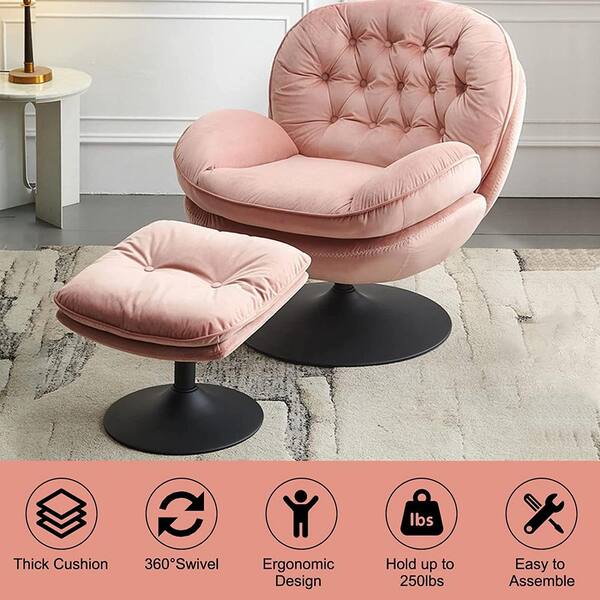 Grey Pink Velvet Tub Chair Ottoman Living Room Furniture Seat Soft Padded Sofa 