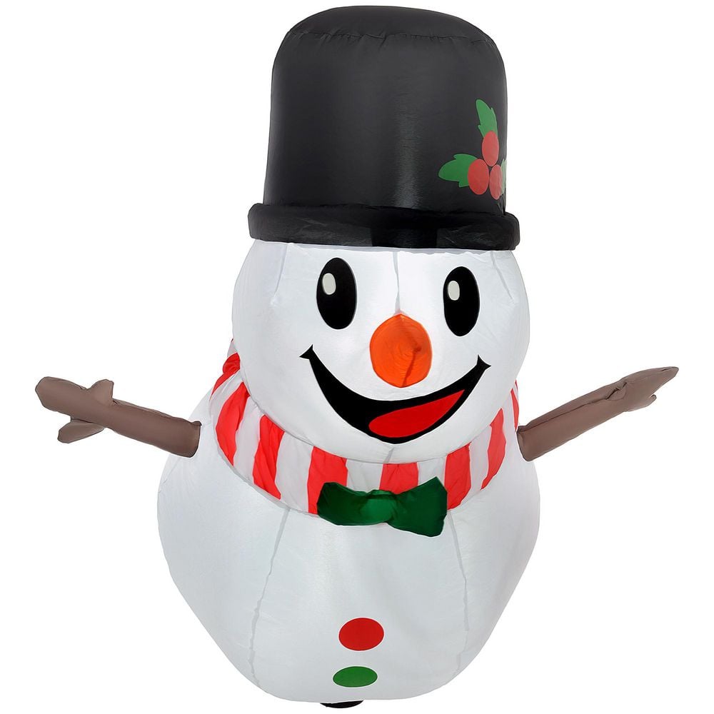 Snowman Head Inflatable Outsunny 3.4 ft. Christmas Inflatables Hanging Snowman with White LED ...