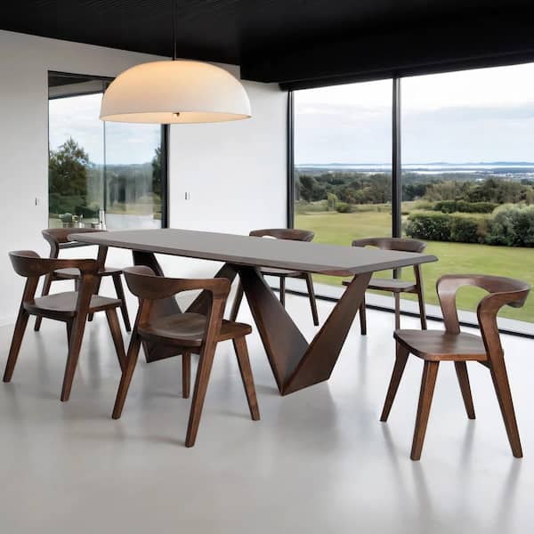 Furniture of America Shelun III 7-Piece Rectangle Rich Walnut Wood Top Dining Table Set (Seats-6)