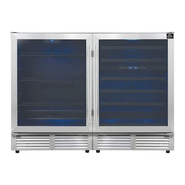 Gemello 48 in. Triple Zone Side-by-Side Wine and Beverage Cooler in Stainless Steel, French Door