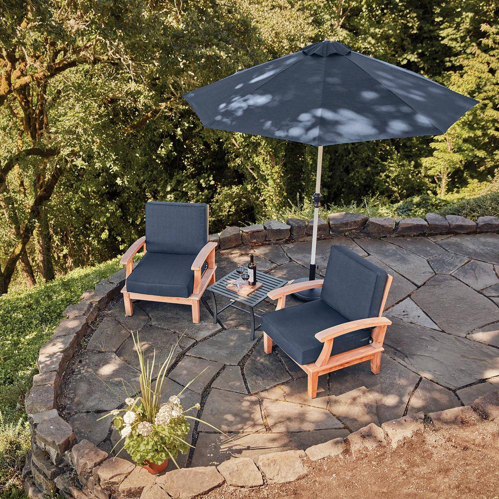 Heather Indigo Blue Water-Resistant Patio Lounge Back Cushion