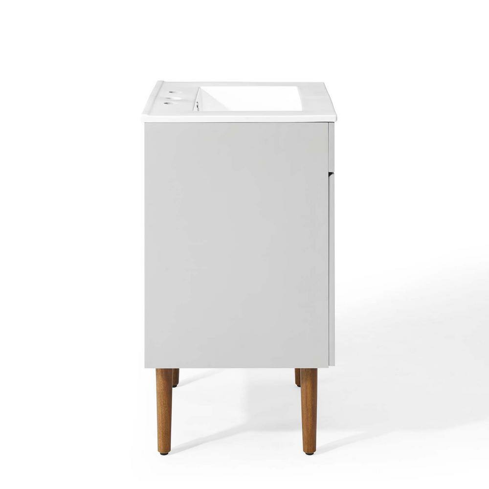 Gray and White Mahogany Freestanding Bathroom Vanity with Ceramic Sink