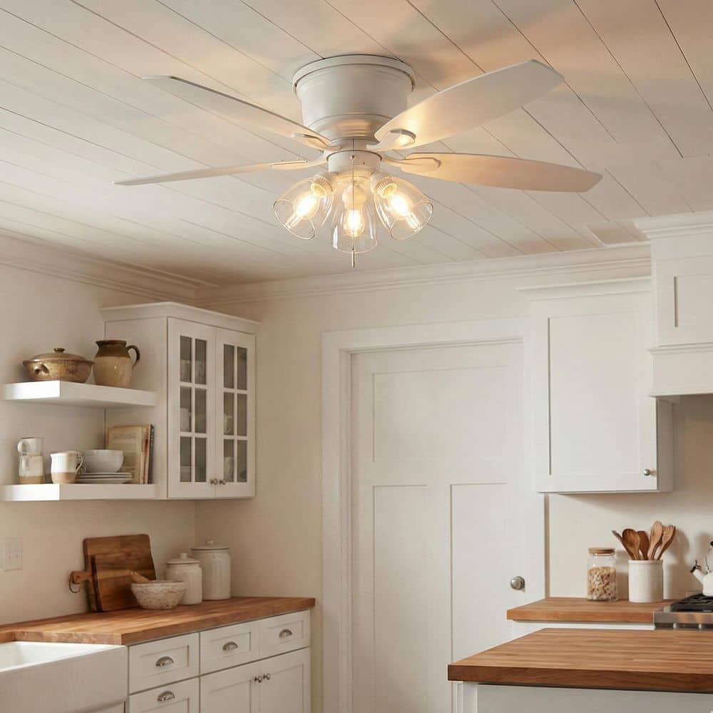 Hampton Bay Stoneridge 52 in. Indoor LED Matte White Hugger