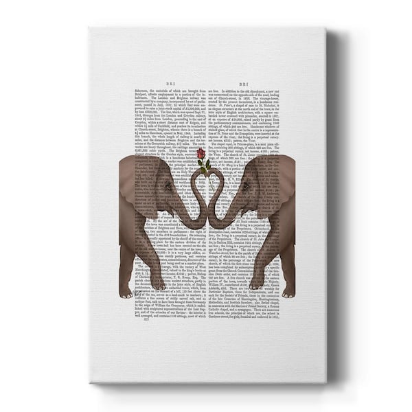 Wexford Home Elephants Heart and Rose By Wexford Homes Unframed Giclee Home Art Print 27 in. x 16 in.