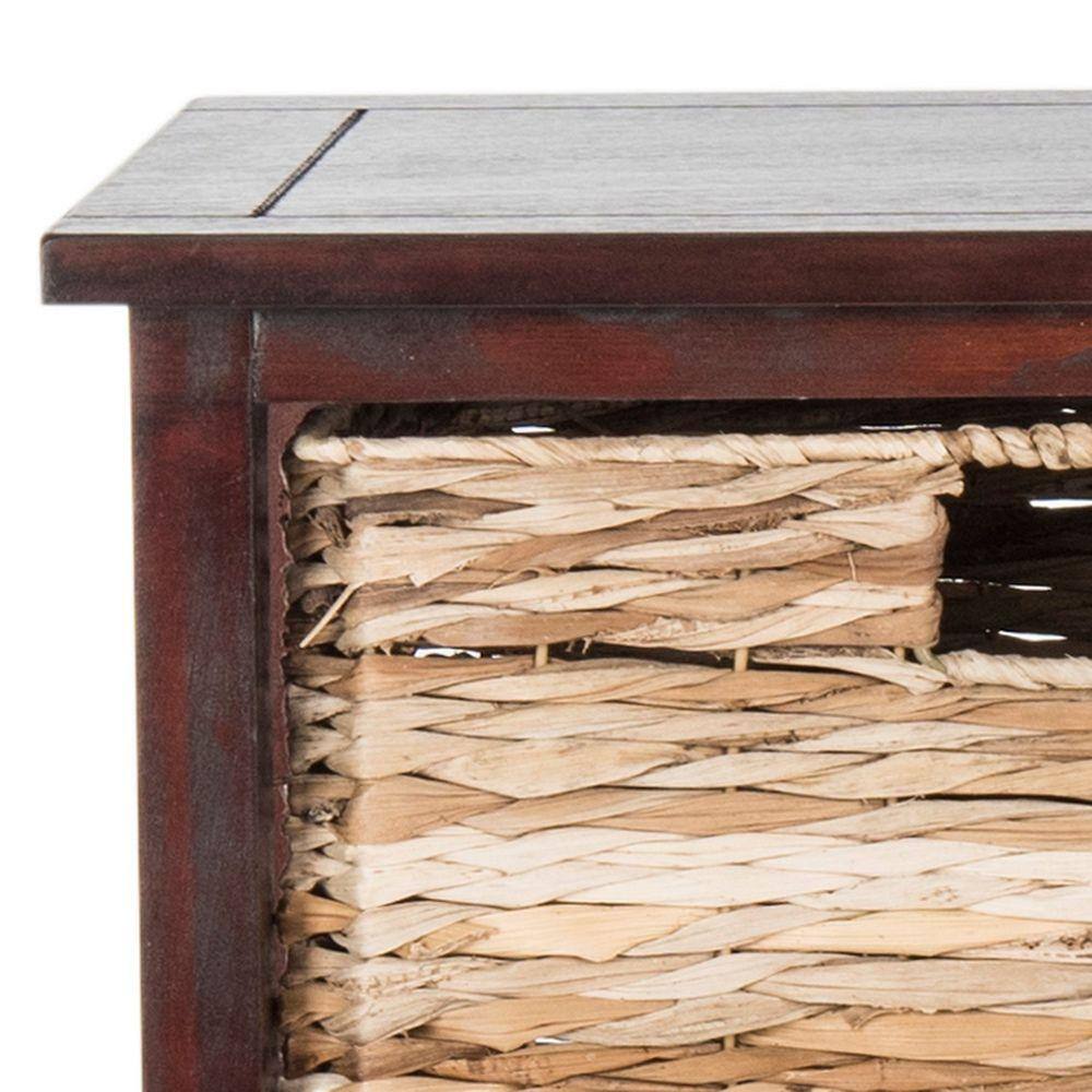 Cherry Pine 6-Basket Wicker Storage Chest