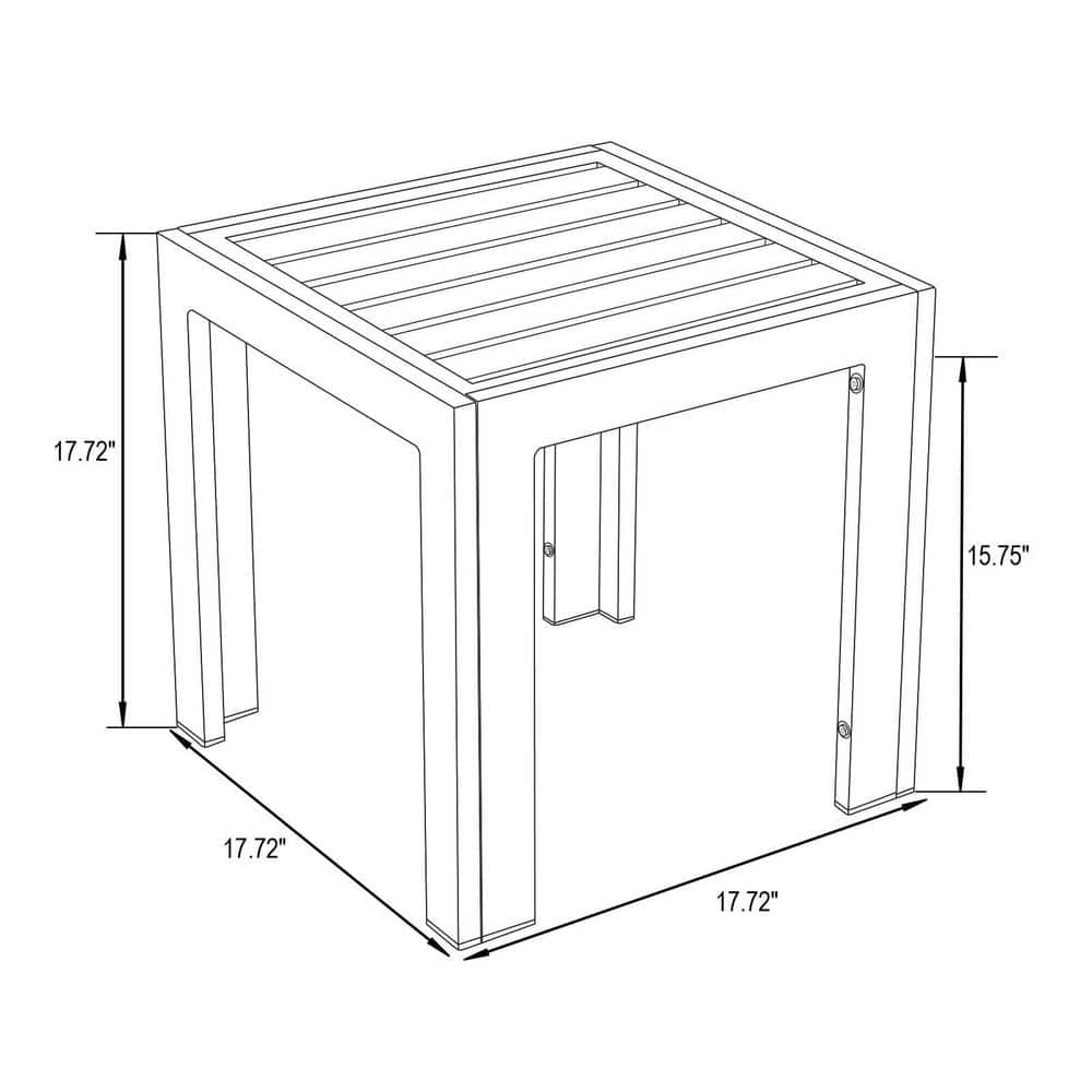 Chelsea White Aluminum Square Patio Side Table