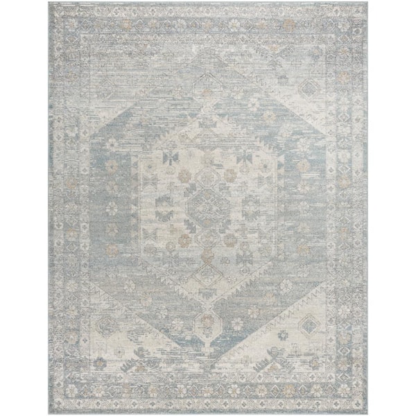 Livabliss Alpharetta Blue/Gray Medallion 5 ft. x 7 ft. Indoor Area Rug