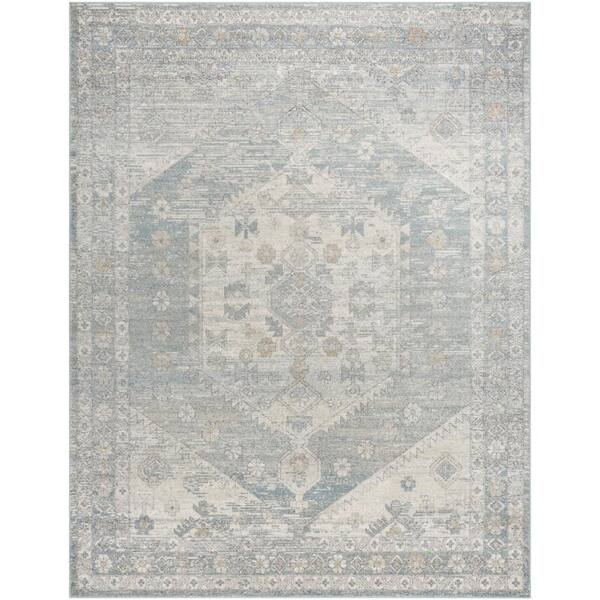 Livabliss Alpharetta Blue/Gray Medallion 9 ft. x 12 ft. Indoor Area Rug