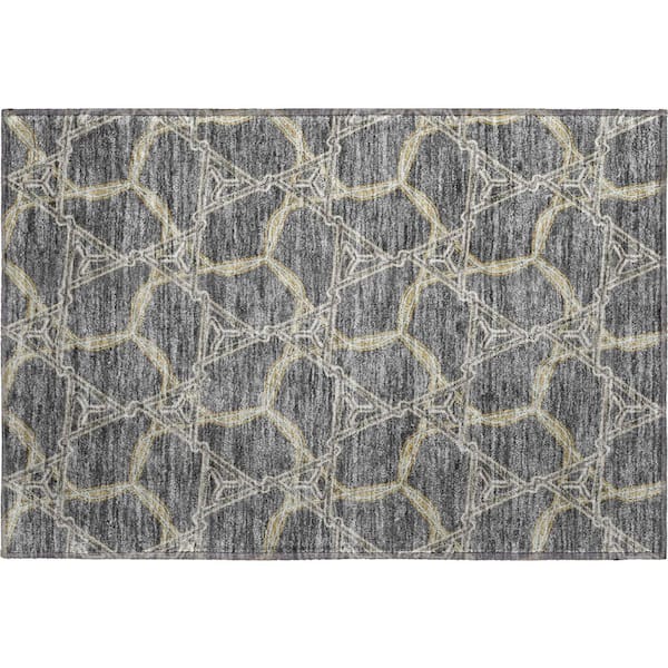 Addison Rugs Mayfield Premium Machine Washable Abstract AMF959 Charcoal 1 ft. 8 in. x 2 ft. 6 in. Area Rug