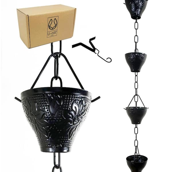 U-nitt 8.5 ft. Black Sunflower Rain Chain