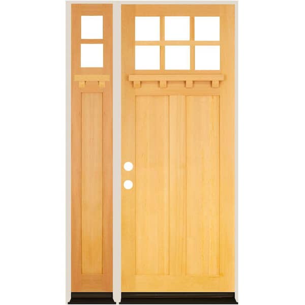 Krosswood Doors 50 in. x 96 in. Craftsman Right Hand 6-Lite Clear StainDouglas Fir Prehung Front Door Left Sidelite