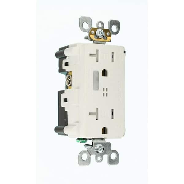 Leviton Decora Plus 20 Amp 125 V Surge Tamper Resistant Duplex Outlet/Receptacle w Alarm, White (1-Pack) T7380-W