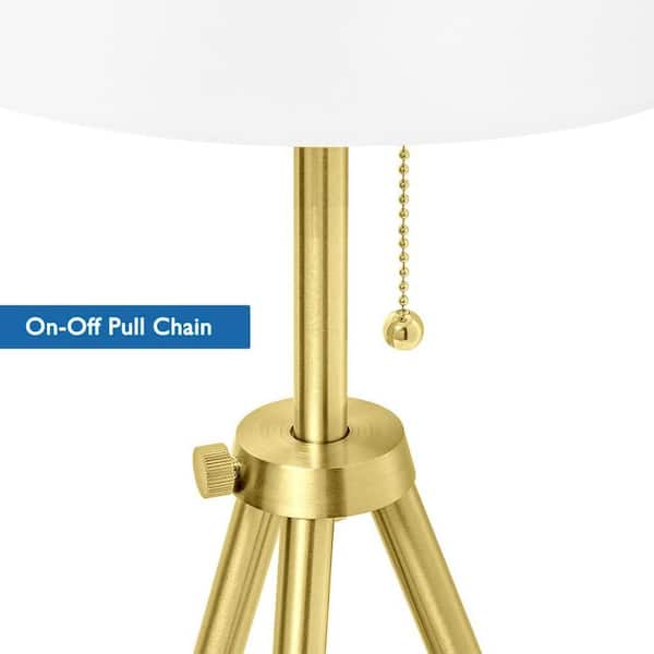 O'Bright 59 in. Gold Tripod Floor Lamp 100% Metal Body with Linen