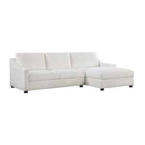 Felicia 100.5 in. Slope Arm 2-piece Textured Fabric Sectional Sofa in Ivory with Right Chaise
