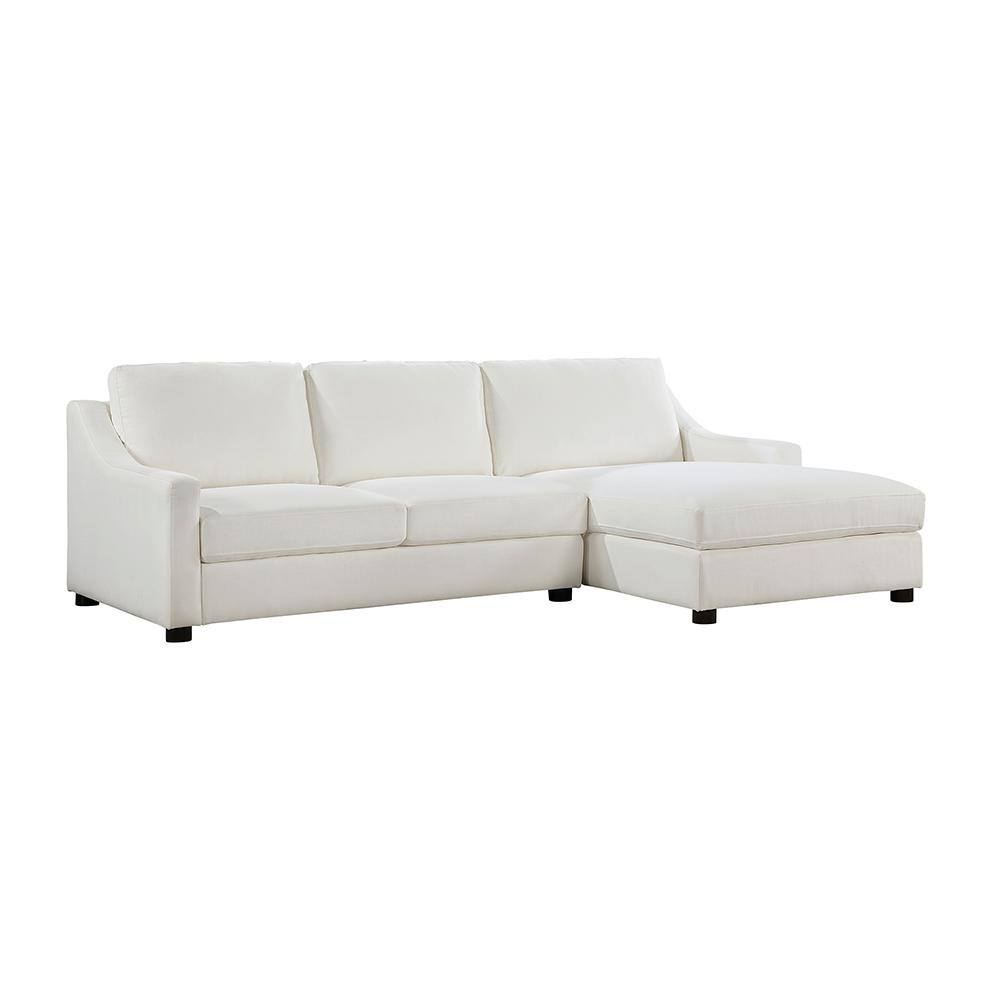 Felicia 100.5 in. Slope Arm 2-piece Textured Fabric Sectional Sofa in Ivory