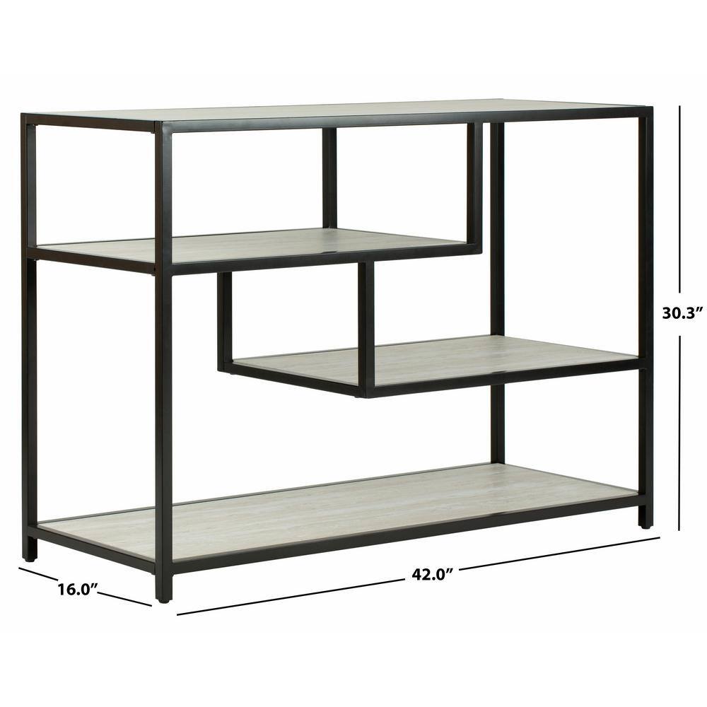 Beige and Black Geometric Wood Console Table with Storage