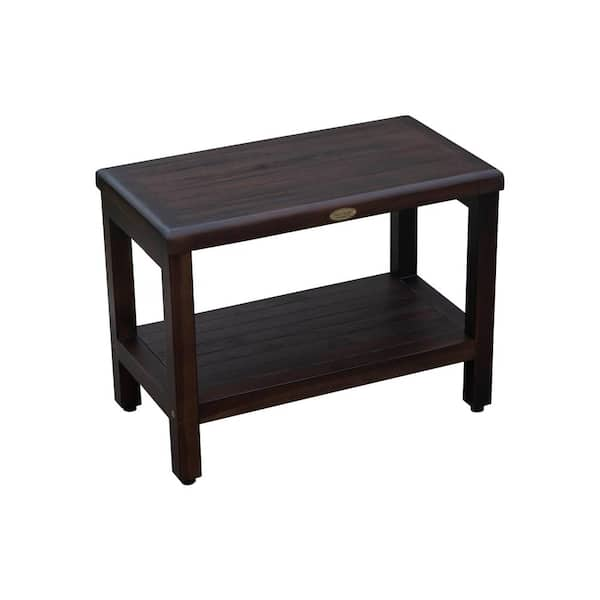 DecoTeak Classic 24 in. Teak Shower Bench with Shelf