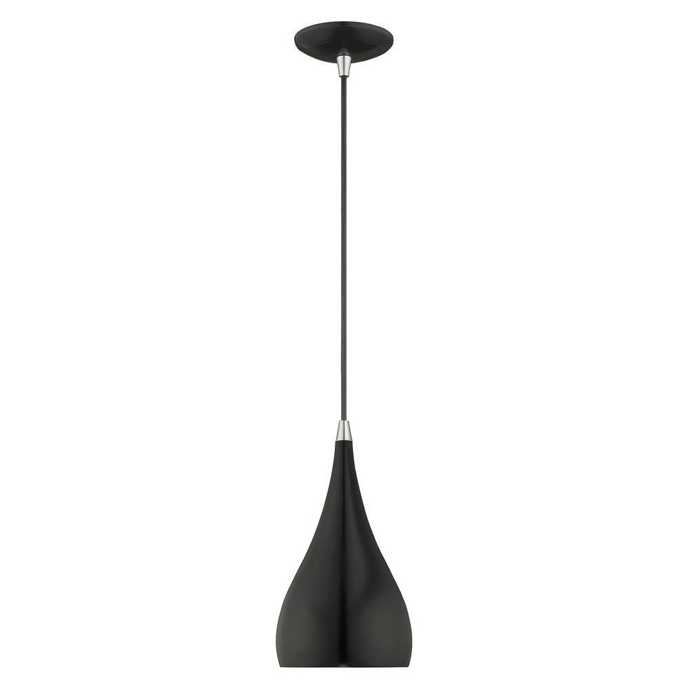 Amador Shiny Black and Gold Mini Pendant Light, 6.25" Indoor/Outdoor