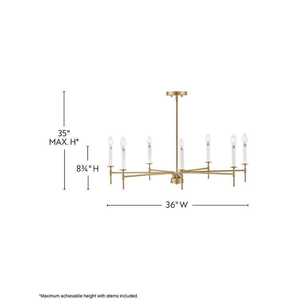 Hux 36" Lacquered Brass 7-Light Candle Style Chandelier
