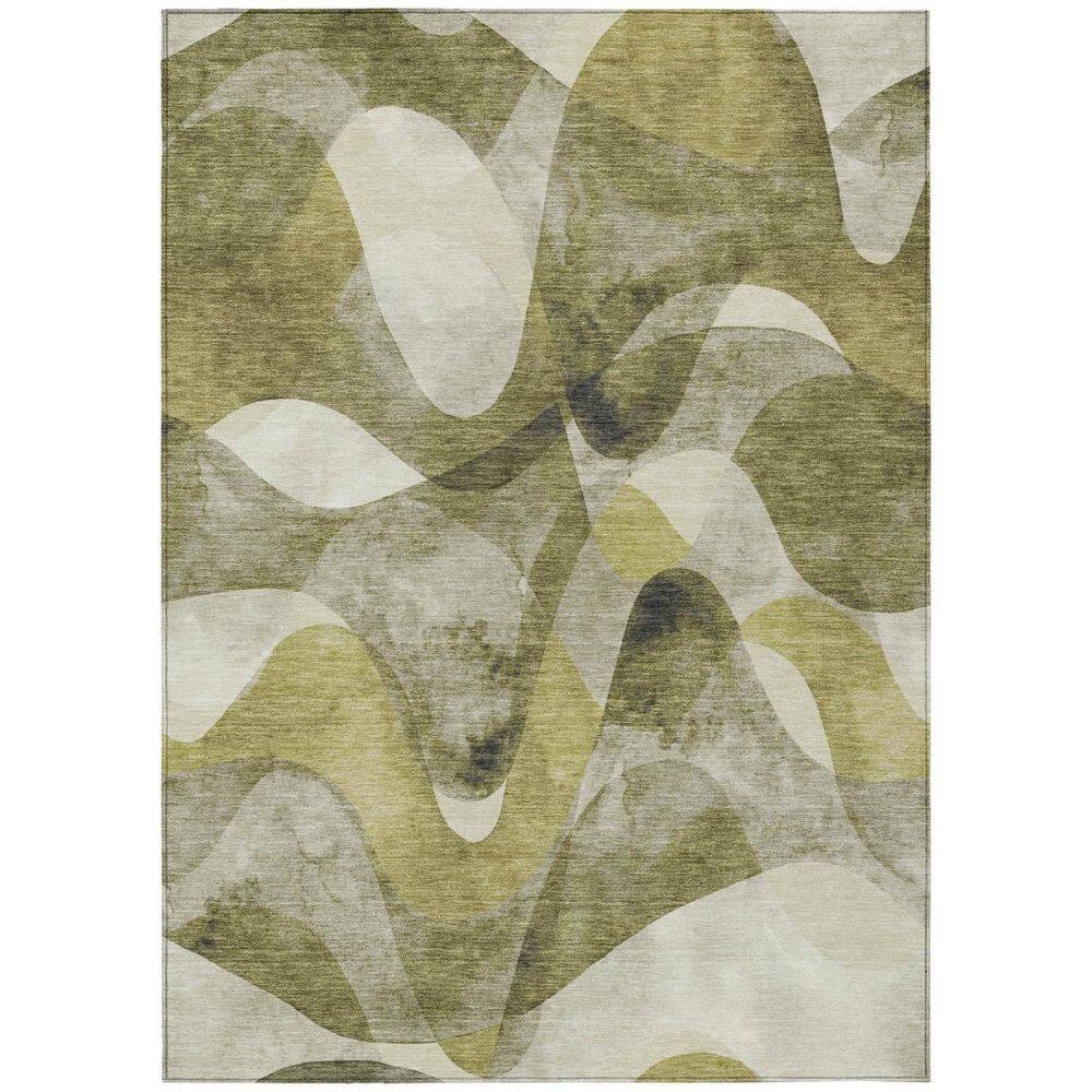 HomeRoots Olive Green 5 ft. x 8 ft. Woven Abstract Polyester Rectangle ...