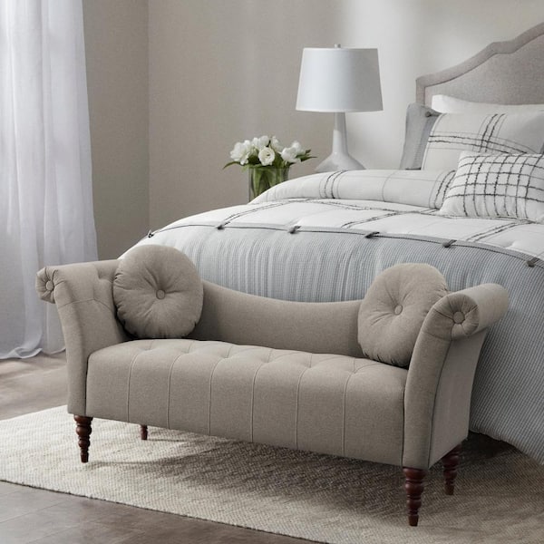 EVERGLADE HOME Tonier 75 in. Brown Textured Fabric Upholstery 2-Seater Loveseat with 2-Round Pillows