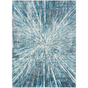 Ambiance Blue Silver 8 ft. x 10 ft. Abstract Contemporary Area Rug