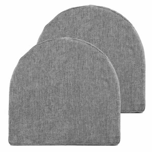 High-Density Memory Foam 17 in. x 16 in. U-Shaped Non-Slip Indoor/Outdoor Chair Seat Cushion with Ties Gray (2-Pack)
