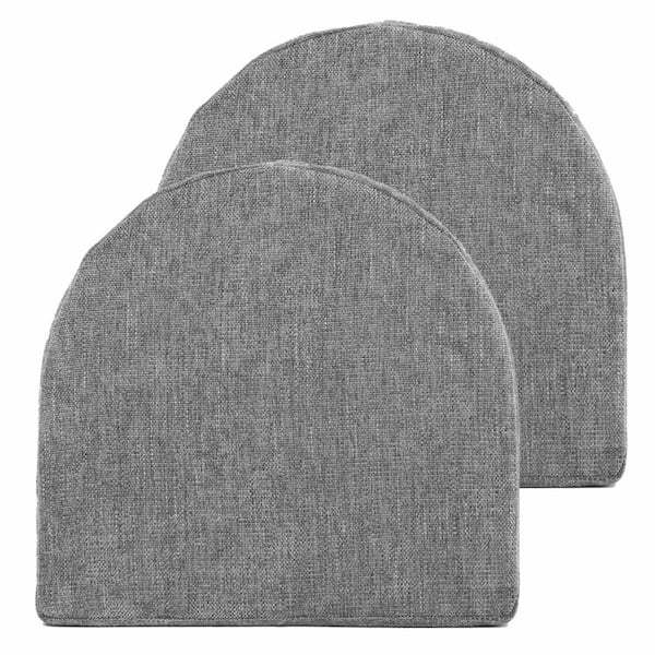 Sweet Home Collection High-Density Memory Foam 17 in. x 16 in. U-Shaped Non-Slip Indoor/Outdoor Chair Seat Cushion with Ties Gray (2-Pack)