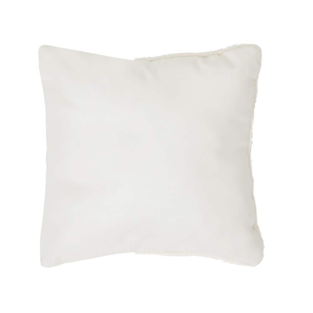 Vander 18" Square Faux Leather and Boucle Throw Pillow