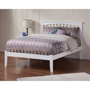 Mission White Full Platform Bed with Open Foot Board