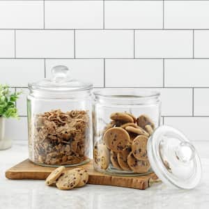 JoyFul 2-Piece 67 oz. Round Glass Cookie Jar with Airtight Lids