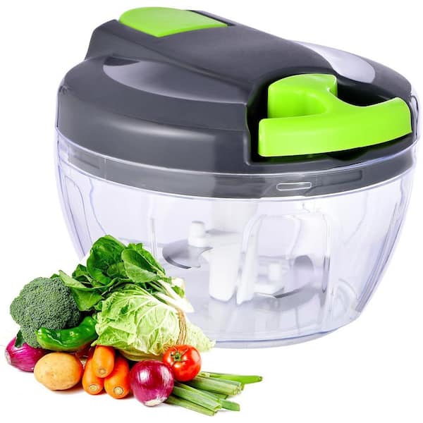 500ml Manual Food Processor Vegetable Chopper, Portable Hand Pull String Garlic Mincer Onion Cutter