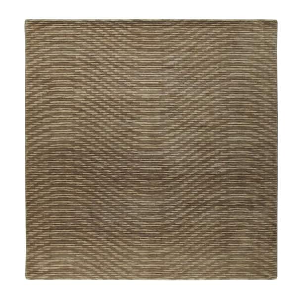 Contemporary Brown 5 ft. x 8 ft. Hand-Tufted Wool with Waves Pattern, Area Rug