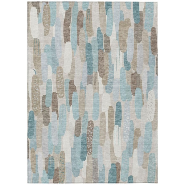 Chantille Machine Washable Indoor/Outdoor Abstract ACN3111 Linen 10 ft. x 14 ft. Area Rug