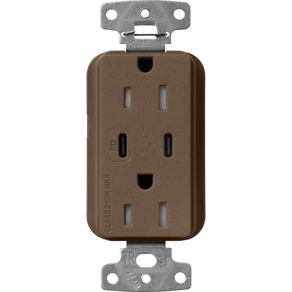 Claro 15 Amp Tamper Resistant USB Type C Duplex Receptacle, Decorator Style Outlet, Satin Finish, SCR-15-CCTR-EP, Brown price history on PriceWatchPro