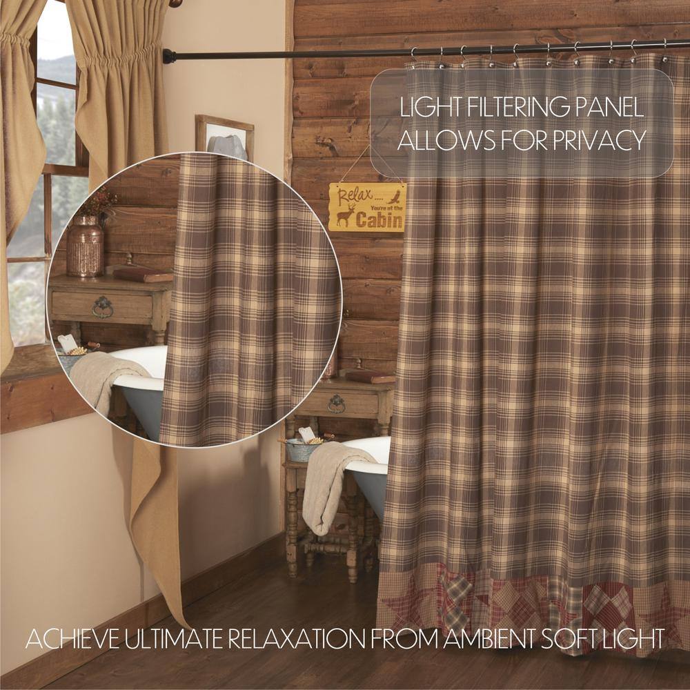 Dawson Star Patchwork Brown Plaid Cotton Shower Curtain