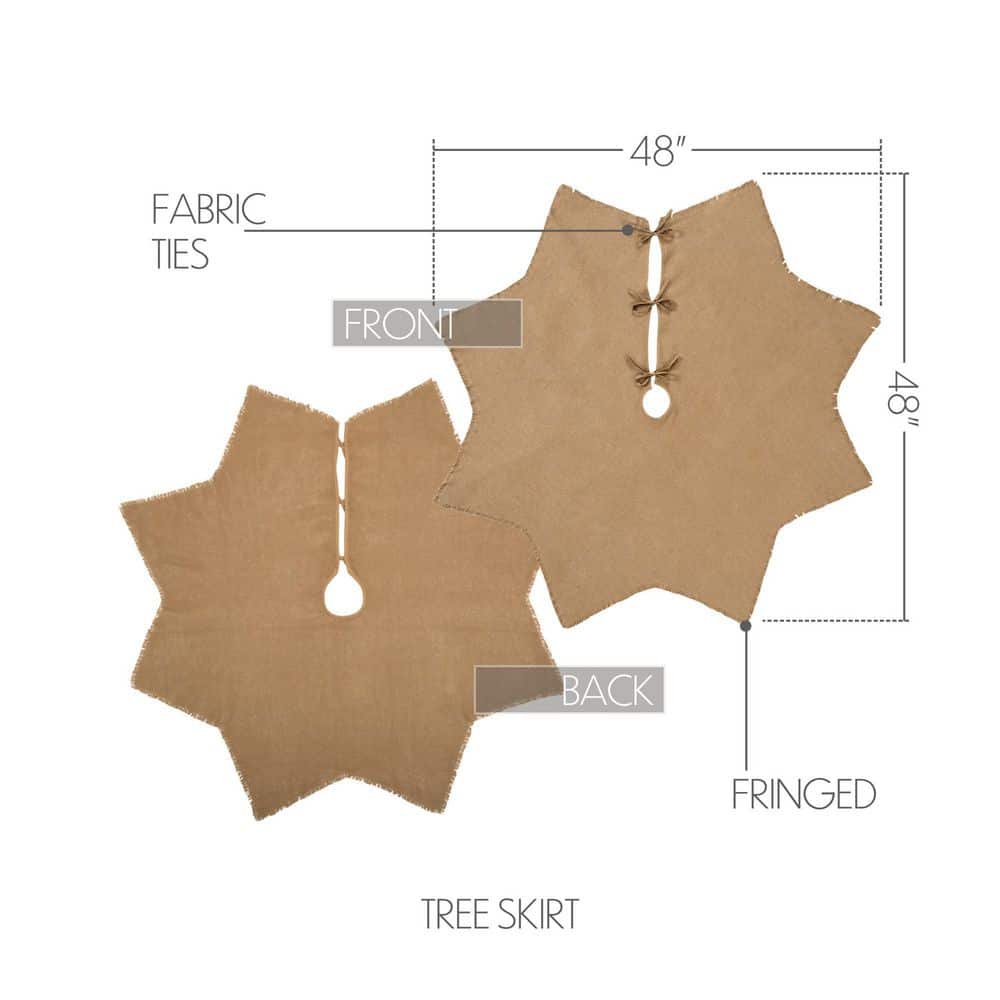 Natural Burlap 48-Inch Star-Shaped Christmas Tree Skirt