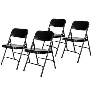 Bernadine Dining Folding Chair With Metal Seat, Black (Pack of 4)