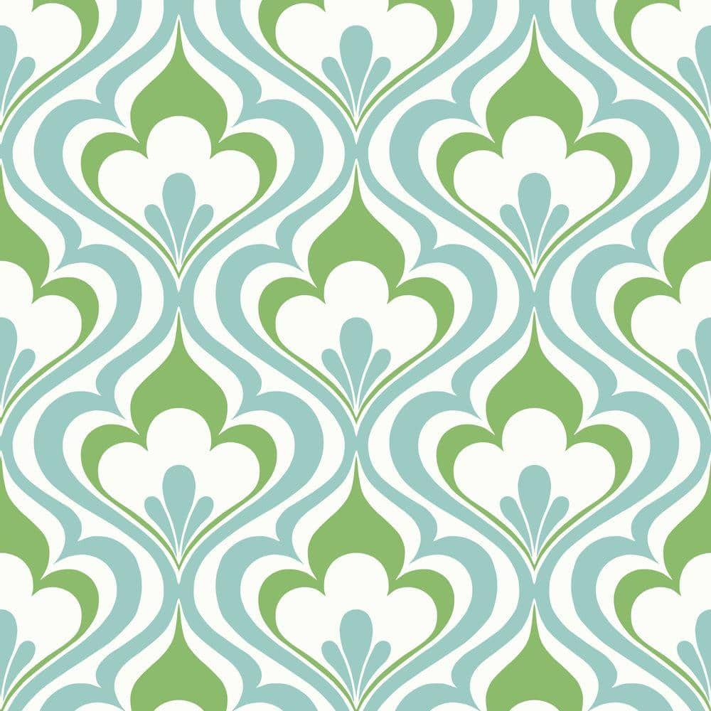 Beacon House Lola Blue Ogee Bargello Strippable Roll Wallpaper (Covers