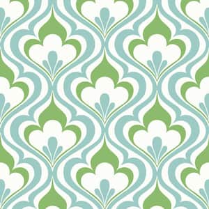 Lola Blue Ogee Bargello Strippable Roll Wallpaper (Covers 56 sq. ft.)