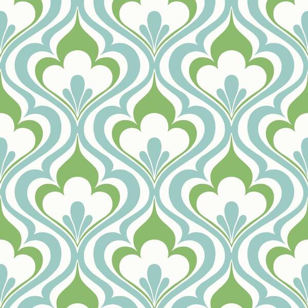 Beacon House Lola Blue Ogee Bargello Strippable Roll Wallpaper (Covers 56 sq. ft.)