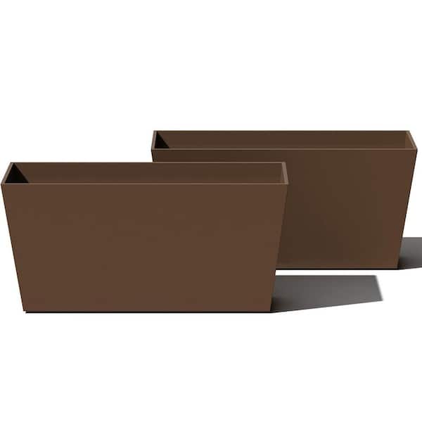 Large Espresso Plastic Indoor/Outdoor Planter (31 in. W x 15.25 in. H) 2-Pack