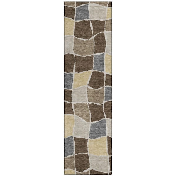 Chantille Machine Washable Indoor/Outdoor Abstract ACN2843 Chocolate 2 ft. x 7 ft. Runner Rug