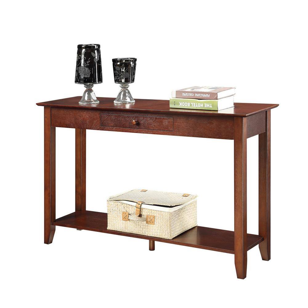 Espresso Ash Veneer 48" Console Table with Storage Shelf